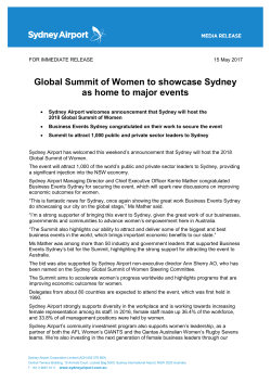 Global Summit of Women to showcase Sydney as home to major