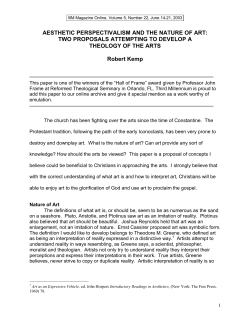 AESTHETIC PERSPECTIVALISM AND THE NATURE OF ART: TWO