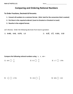 Comparing and Ordering Rational Numbers To Order Fractions