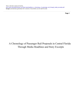 Metroplan Orlando Chronology of Passenger Rail Initiatives