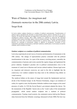 Sergei Kruk (University of Latvia): Wars of Statues in Latvia