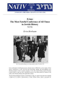 Evian: The Most Fateful Conference of All Times in Jewish History