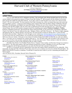 2016-2017 Newsletter - Harvard Club of Western Pennsylvania