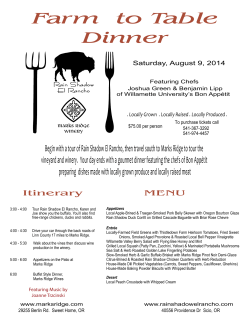 Farm to Table Rain Shadow 2014