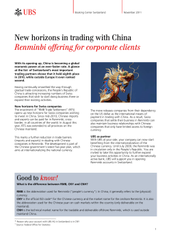 New horizons in trading with China Renminbi offering