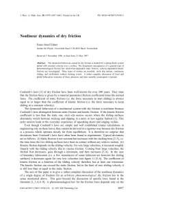 Nonlinear dynamics of dry friction - of Franz-Josef Elmer