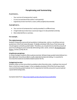 Paraphrasing and summarizing