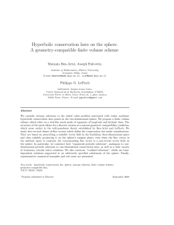 Hyperbolic conservation laws on the sphere. A geometry