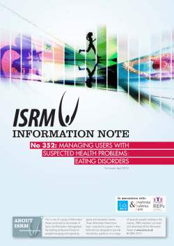 Managing users with suspected health problems - eating