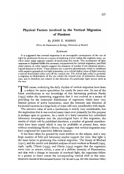 Physical Factors involved in the Vertical Migration of Plankton By