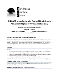 BIO-A01 Introduction to Radical Discipleship