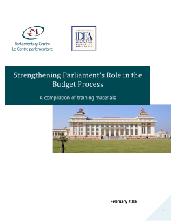 Strengthening Parliament`s Role in the Budget Process