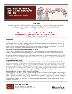 Early American Imprints, Series II: Shaw-Shoemaker, 1801-1819