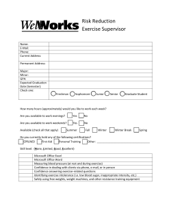 Risk Reduction Exercise Supervisor