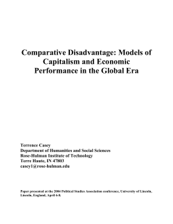 Comparative Disadvantage: Models of Capitalism and Economic