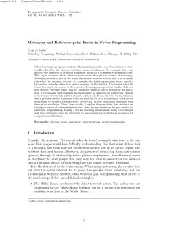 Metonymy and Reference-point Errors in Novice