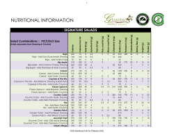 nutritional information - Giardino Gourmet Salads
