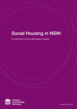 Social Housing in NSW: A summary of the discussion paper