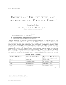Explicit and Implicit Costs, and Accounting and Economic Profit&lowast;