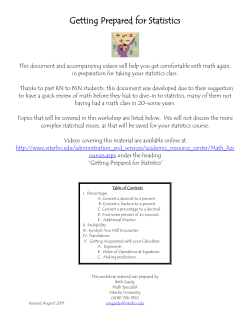 Getting Prepared for Statistics