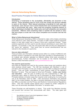 Good Practice Principles for Online Behavioural Advertising