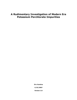 A Rudimentary Investigation of Modern Era Potassium Perchlorate
