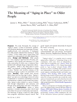 The Meaning of “Aging in Place” to Older People