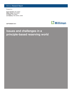 Issues and challenges in a principle-based reserving world