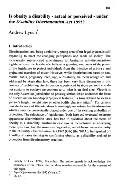 Is obesity a disability - actual or perceived