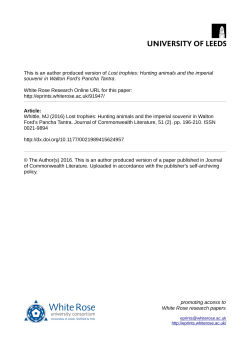 Lost trophies: Hunting animals and the imperial souvenir in Walton