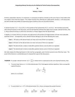 Integrating Rational functions by the Method of Partial fraction