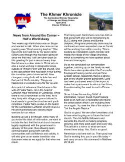The Khmer Khronicle - Global Lutheran Outreach