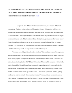 Lecture Notes on Chapter 15 -19 of the Prince