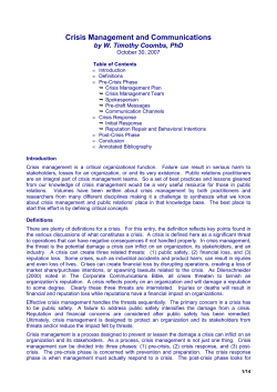 Crisis Management and Communications