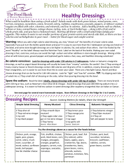 From the Food Bank Kitchen Healthy Dressings