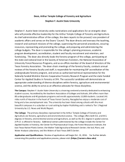 Dean, Arthur Temple College of Forestry and Agriculture Stephen F