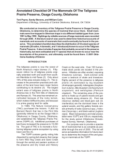Annotated Checklist of the Mammals of the Tallgrass Prairie