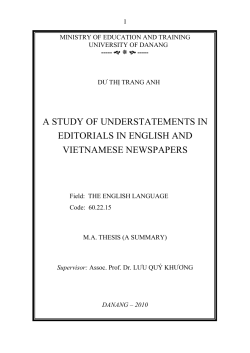 a study of understatements in editorials in english and vietnamese