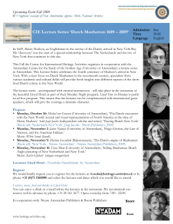 Invitation CIE Lecture Series `Dutch Manhattan 1609
