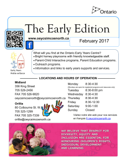 2017 Newsletter February - Ontario Early Years Centre Simcoe North