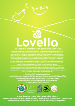Croatian (EU) premium products Lovella juices are Organic (EU
