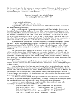 Rev. John M. Shidara - "Address delivered during his tour of the U.S."