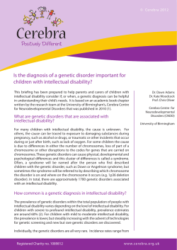 September 2012: Is the diagnosis of a genetic disorder important for