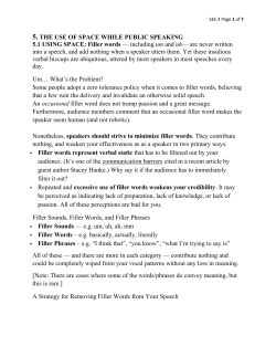 5. THE USE OF SPACE WHILE PUBLIC SPEAKING 5.1 USING