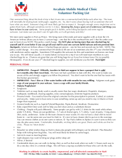 Arcahaie Mobile Medical Clinic Volunteer Packing List