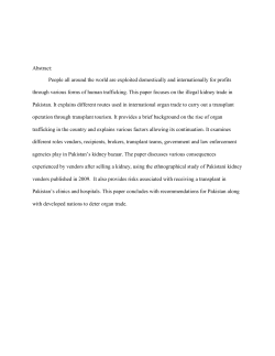 An Examination of Pakistan`s Kidney Bazaar - TraCCC