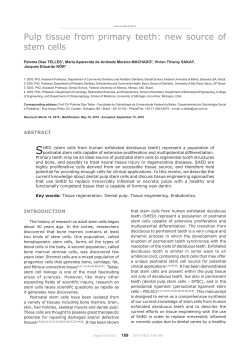 Pulp tissue from primary teeth: new source of stem cells