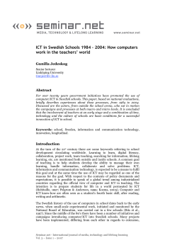 ICT in Swedish Schools 1984 – 2004: How computers