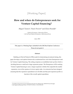 How and when do Entrepreneurs seek for Venture Capital financing?