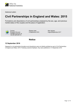 Civil Partnerships in England and Wales
